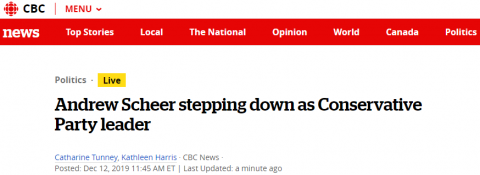 加拿大保守党领袖熙尔宣布辞职:原因让人惊讶!
