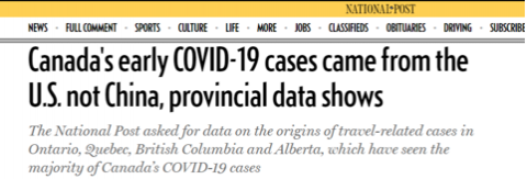 加媒:加拿大新冠肺炎疫情由美国输入引发,而非中国