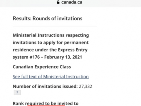 加拿大移民局EE通道史低75分一刀切27332人获邀