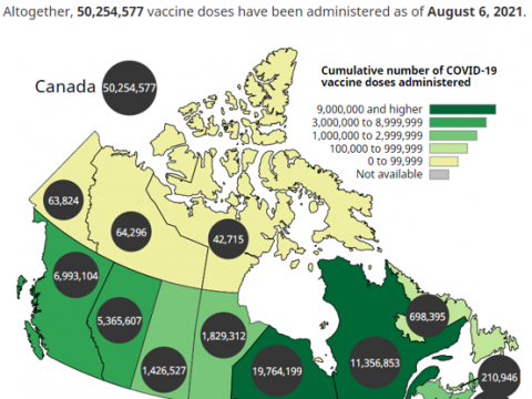 加拿大疫苗接种最新数据,第一剂接种率已达81%!完全接种率60%