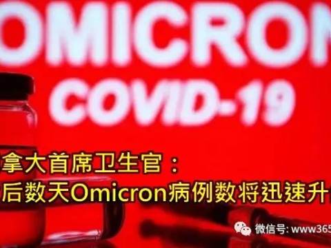 加拿大首席卫生官:今后数天Omicron病例数将迅速升级