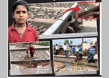 印度9岁男童缔造铁轨断裂 实时示警拯救全车乘客