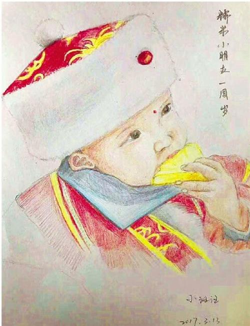 女警与孩子常分袂 每月一张彩铅画记实其成长